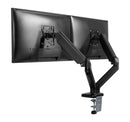 BRATECK Elegant Dual 17"-32" Counter Balance Monitor Desk Mount. Max Load up to 9Kgs Per Arm. VESA 75x75 & 100x100. Gas Spring with Matt Plastic Surface. Extend, Tilt & Swivel. Black Colour. - Office Connect 2018
