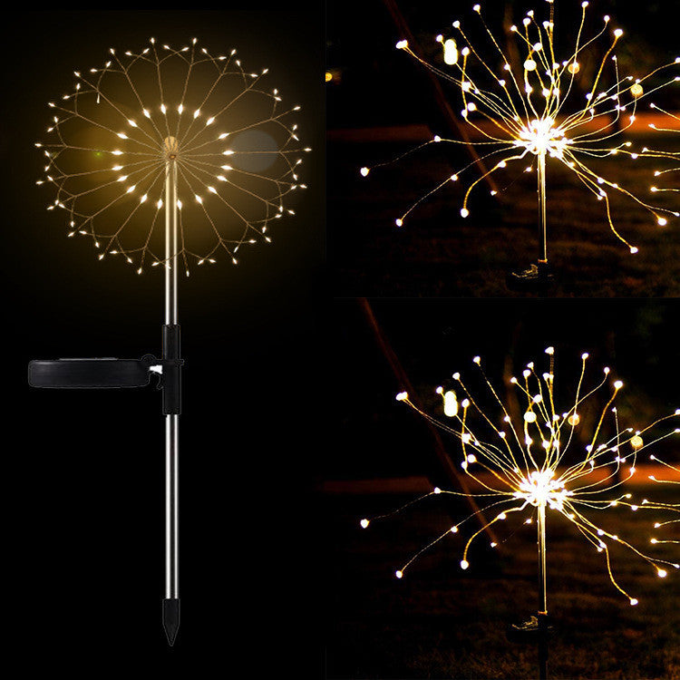 New Ground Plug Solar Fireworks Light LED Light String Copper Wire Outdoor Garden Decoration Star Lights Christmas Lights - Office Connect 2018