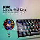 VERTUX Mini Bluetooth Mechanical Gaming Keyboard with RGB LED Backlight. 100% Anti-Ghosting, Blue Mechanical Keys, USB-C Chargeable, Built-in 2000mAh Battery. - Office Connect 2018