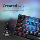 VERTUX Mini Bluetooth Mechanical Gaming Keyboard with RGB LED Backlight. 100% Anti-Ghosting, Blue Mechanical Keys, USB-C Chargeable, Built-in 2000mAh Battery. - Office Connect 2018
