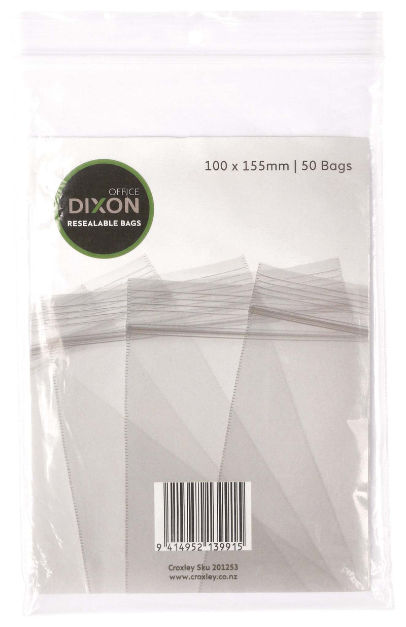 Dixon Resealable Bags Pack 50 100x155mm