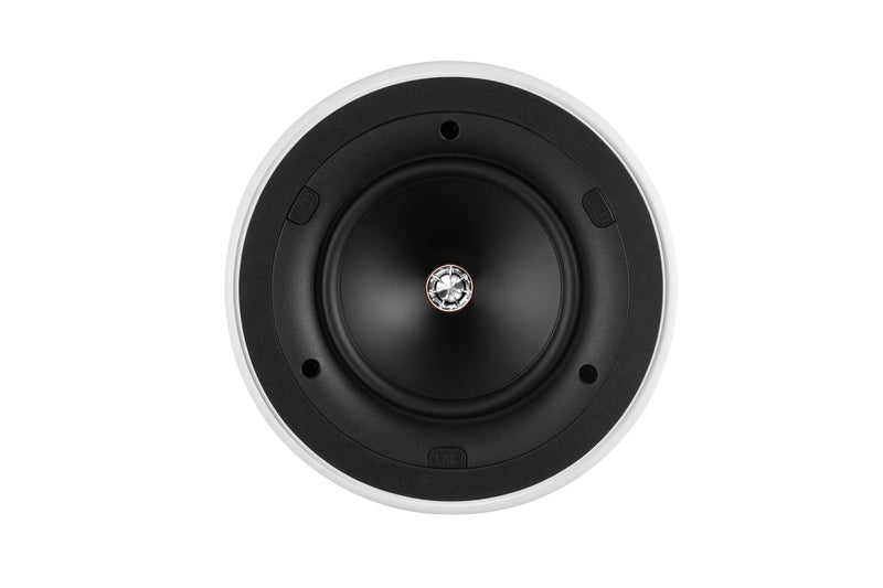 KEF Ultra Thin Bezel 6.5'' Round In-Ceiling Speaker. 160mm Uni-Q driver with 16mm aluminium dome tweeter with tangerine waveguide. Magnetic grille. IP64 rated. Sold individually