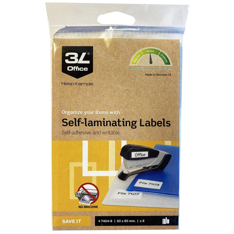 3L Self Laminating Labels 60x80mm 2up 4 Sheets - Office Connect 2018