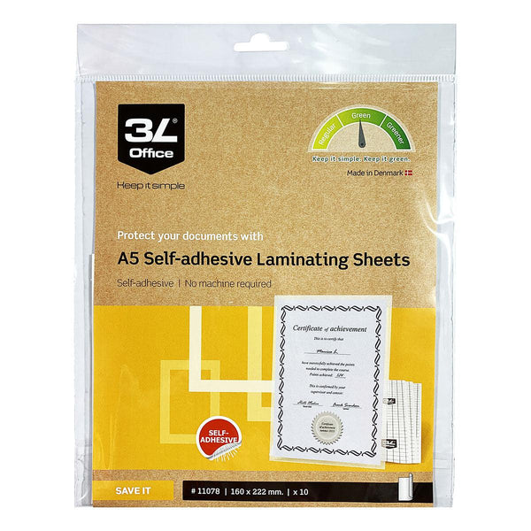 3L Self Laminating Sheets A5 10 Pack - Office Connect 2018