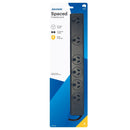 JACKSON 6-Way Powerboard with surge & overload protection. 1m Power cord. (Energy Absorption Rating  175J). Colour: Black - Office Connect 2018