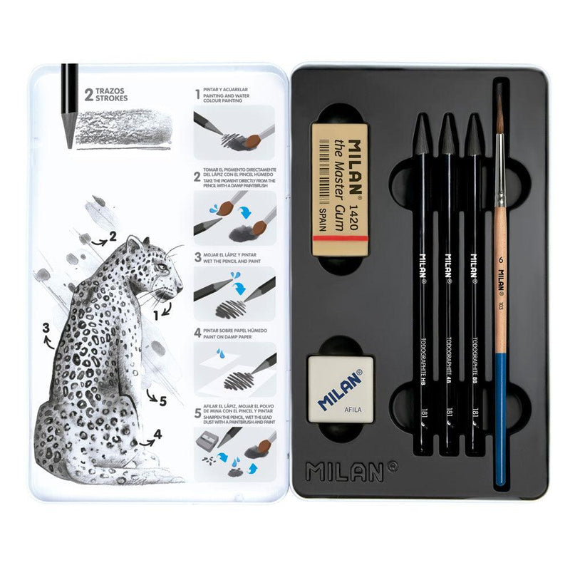 Milan Graphite Pencils Wood Free Water Soluble Set 6 Pieces - Office Connect 2018