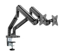 BRATECK 17''-32'' Polished Aluminium Gas-Spring Desk Mount Duel Monitor Arm. Supports VESA up to 100x100. Extend, Tilt and Swivel. Detachable VESA Plate. Max Arm Extn - 506mm. Space Grey Color. - Office Connect 2018