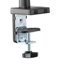 BRATECK 17''-32'' Polished Aluminium Gas-Spring Desk Mount Duel Monitor Arm. Supports VESA up to 100x100. Extend, Tilt and Swivel. Detachable VESA Plate. Max Arm Extn - 506mm. Space Grey Color. - Office Connect 2018