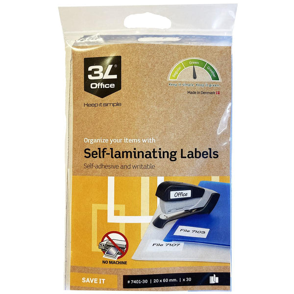 3L Self-Laminating Labels 20x60mm 5up 6 Sheets - Office Connect 2018
