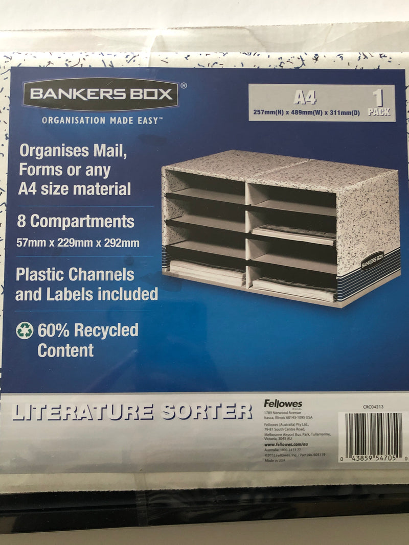 Bankers Box Literature Sorter 8 Compartment