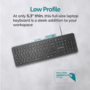 PROMATE Ultra-Slim Wired Keyboard with Angled Kickstand. Dedicated Volume Controls. Low Profile with Concave Keys. Plug and Play Compatible with Windows and Mac