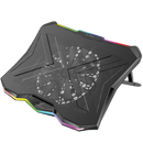 VERTUX Gaming Portable Height Adjustable Cooling Pad with Rainbow LED Lights. Anti-slip. 7 Adjustable Height Settings. Supports up to 17.3" Notebooks. Black Colour - Office Connect 2018