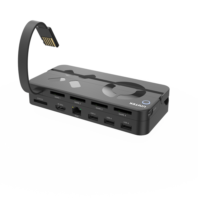 UNITEK Switch Docking Station with 4x Game Card Reader Slots. One-touch Display/Game Switching. Compact & Lightweight. Charge While Playing. Ethernet Port. 3x USB-A Ports. 1x HDMI Out Port. - Office Connect 2018