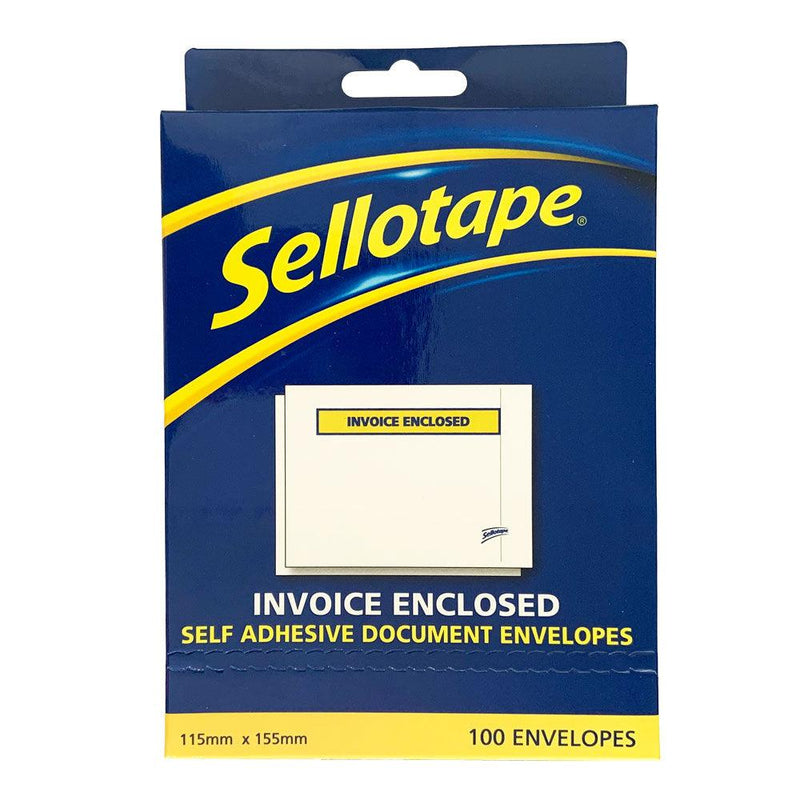 Sellotape Labelopes Invoice Enclosed 115x155mm 100/Pkt - Office Connect 2018