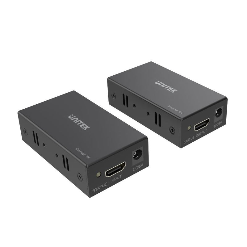 UNITEK HDMI & IR Extender Kit Over Cat6 up to 60M. Supports up to 4K@30Hz. Plug and Play. Power Adapters Included.