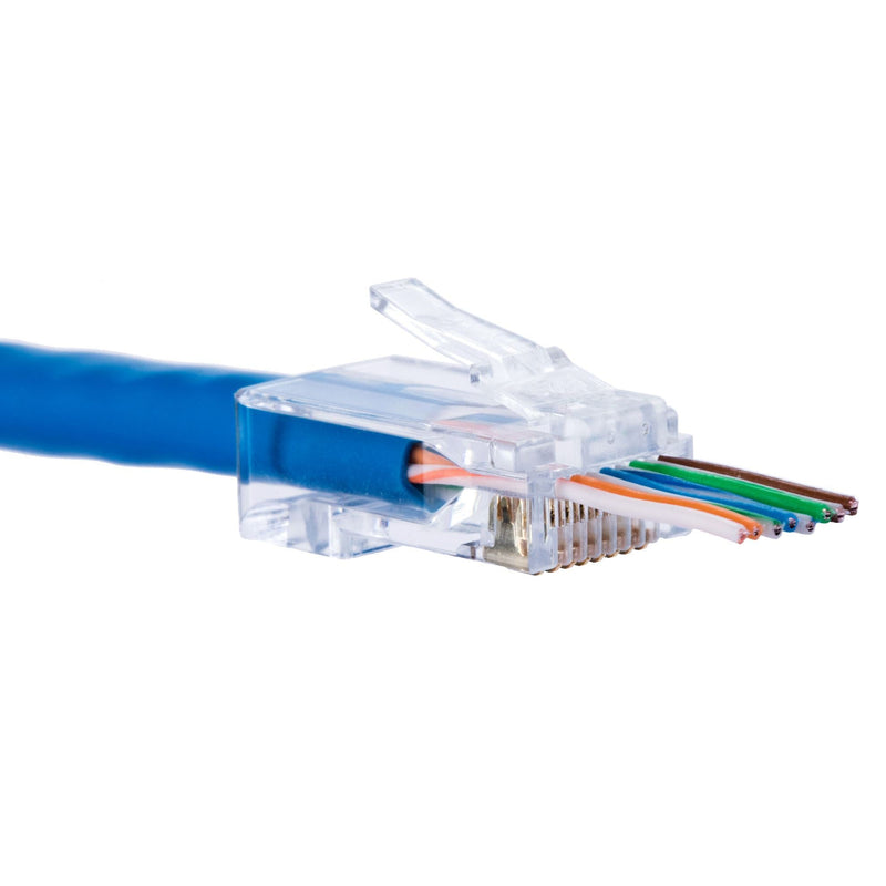 DYNAMIX Cat6 UTP push through plug, 3 prong, 50 u" 20pc pack. For solid & stranded cable, Max conductor size : 1.05mm.