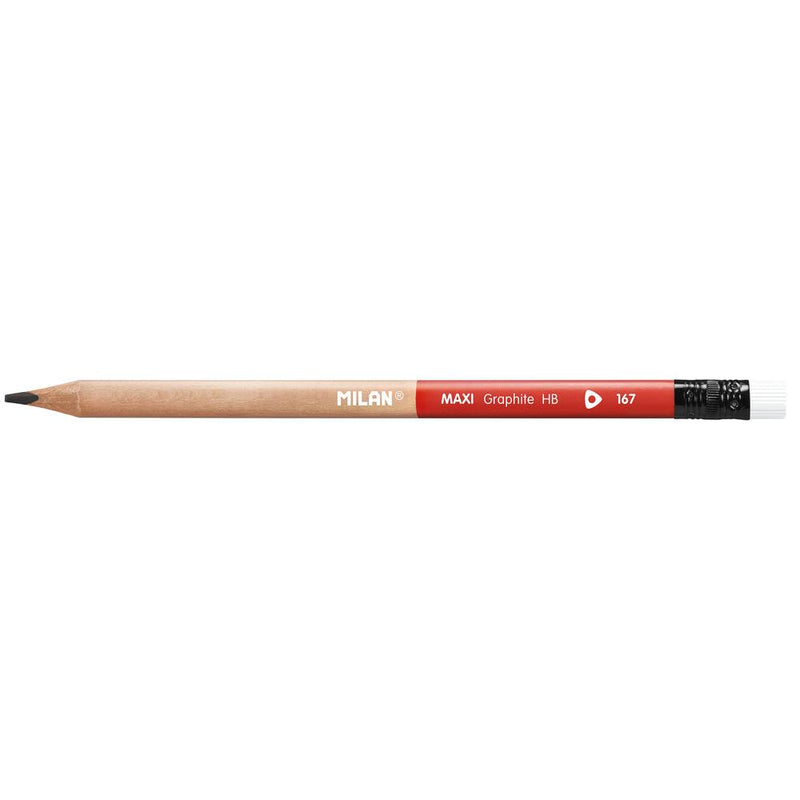 Milan Maxi Graphite Pencils with Eraser HB Pack 12 - Office Connect 2018