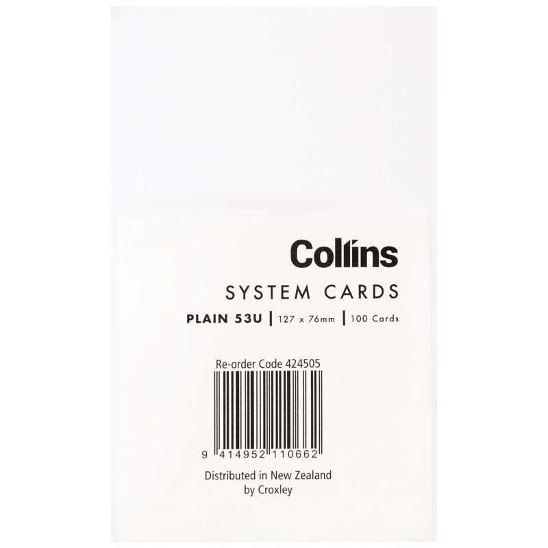 Collins System Card Plain 53U 127x76mm Pack 100 - Office Connect 2018