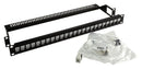 DYNAMIX Cat6A 180 Unshielded Keystone patch panel,  24 Port with cable management, 1U Unloaded Panel with 24x FP-C6AUTP-02BK Keystone Jacks - Office Connect 2018
