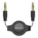 Verbatim Essentials Audio Cable 3.5mm Aux Retractable 75cm Black - Office Connect 2018