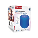 PROMATE 10W Wireless HD Bluetooth Compact Lightweight Speaker. Built-in 2400mAh Battery, Up to 8 Hours Playback, USB/TF/MicroSD Playback, 3.5mm AUX, Blue Colour. - Office Connect 2018
