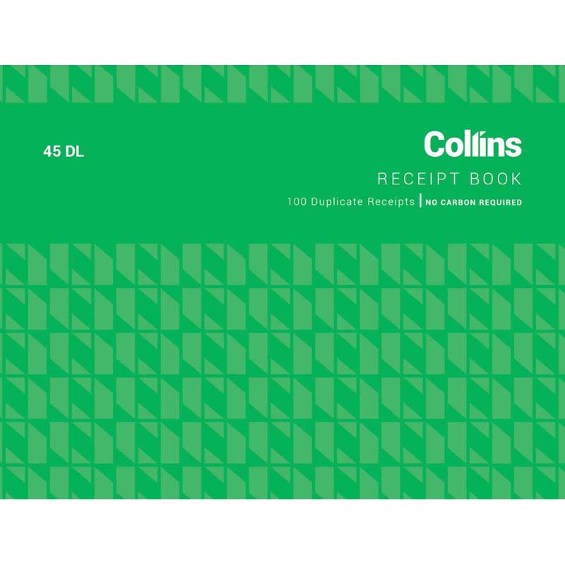 Collins Cash Receipt 45DL Duplicate No Carbon Required