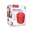 PROMATE 10W Wireless HD Bluetooth Compact Lightweight Speaker. Built-in 2400mAh Battery, Up to 8 Hours Playback, USB/TF/MicroSD Playback, 3.5mm AUX, Red Colour. - Office Connect 2018