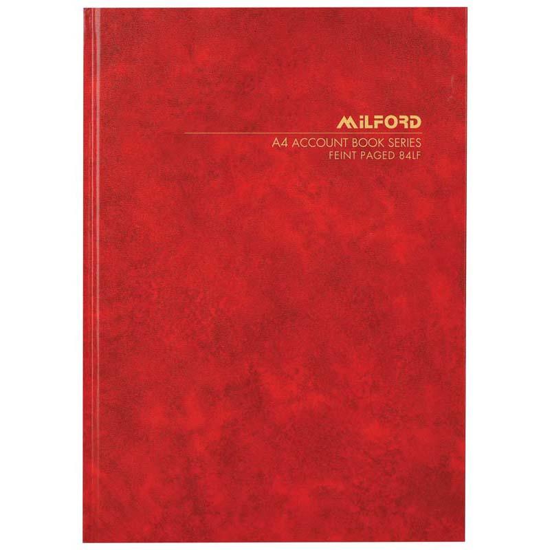 Milford A4 84lf Feint Paged Book Hard Cover - Office Connect 2018