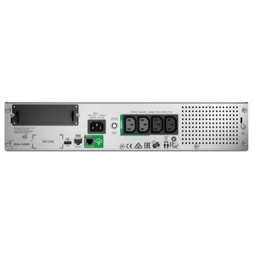 APC Smart-UPS 750VA (500W) 2U Rack Mount with Smart Connect. 230V Input/Output. 4x IEC C13 Outlets. With Battery Backup. LED Status Indicators. USB Connectivity. Rach Mount Kit Included