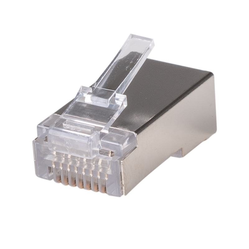 DYNAMIX RJ45 Cat6/6A/7 23AWG Solid Shielded Round Modular Plug. 50pc Jar. 8P8C, 50U with Insert. Recommended tool is CT-8CSTPEXT.