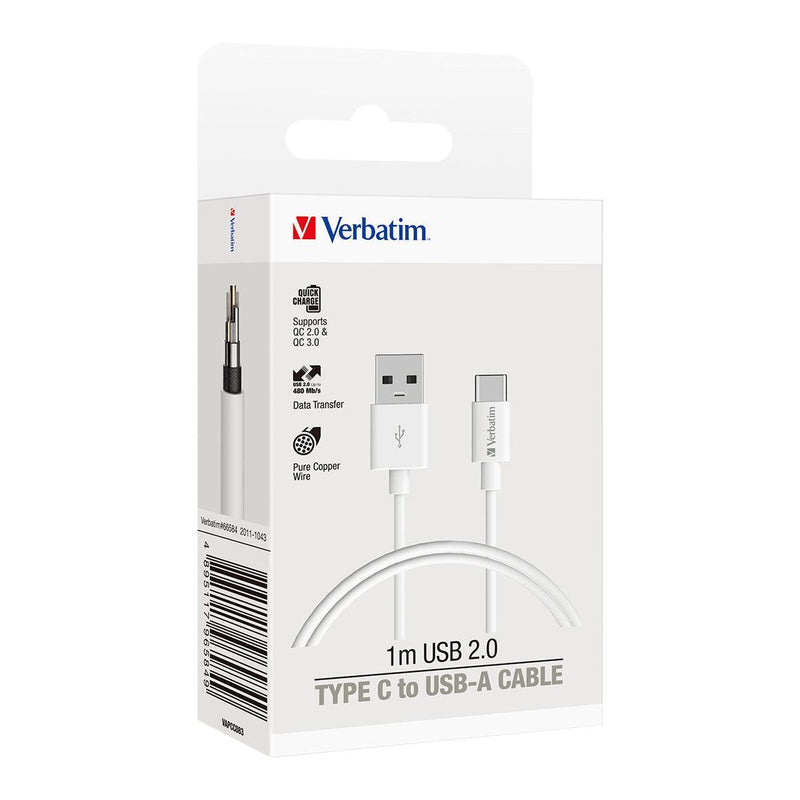 Verbatim Essentials Charge & Sync USB-C Cable 1m White - Office Connect 2018