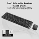 PROMATE Full Size Wireless Keyboard & Mouse Combo with Dual USB-A/C Dongle. Auto Sleep. Smart Nano Reciever. Precision Mouse. Built-in Palm Rest. 8m Range. AAA Batteries. 2.4GHz. - Office Connect 2018