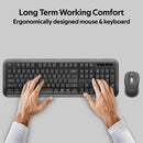 PROMATE Full Size Wireless Keyboard & Mouse Combo with Dual USB-A/C Dongle. Auto Sleep. Smart Nano Reciever. Precision Mouse. Built-in Palm Rest. 8m Range. AAA Batteries. 2.4GHz. - Office Connect 2018