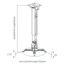 BRATECK Universal Wall & Ceiling Projector Bracket. Tilt: -15~+15, Swivel: -8~+8. Adjustable height/length 430-650mm. Cable management system. Max load: 20kg. - Office Connect 2018