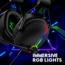 VERTUX Extreme Performance 7.1 Surround Sound Gaming Headset with ENC Microphone & Vibration Feedback. Adjustable Headband and Padded Ear Cups with Immersive RGB Lights and In-line Audio Controls. - Office Connect 2018