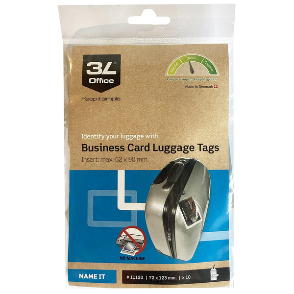 3L Business Card Luggage Tags 62x90mm 10 Pack - Office Connect 2018