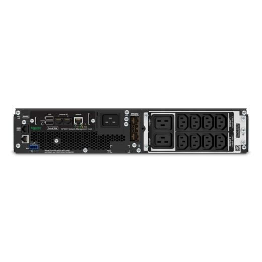 APC Smart-UPS 3000VA (2700W) 2U with Network Card. 230V In/Out. 8x IEC C13 Outlets. With Battery Backup Intuitive LCD Interface. USB, Rj-45 Connectivity. Audible Alarm. Rack Mount Kit Included