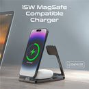 PROMATE 3-in-1 Ultra-Slim Foldable 15W Magsafe Wireless Charging Station. 3W Apple Watch Charger. 5W Airpods Wireless Charger. Pocket-Sized Foldable Design. Includes 1m Cable. USB-C Port. - Office Connect 2018
