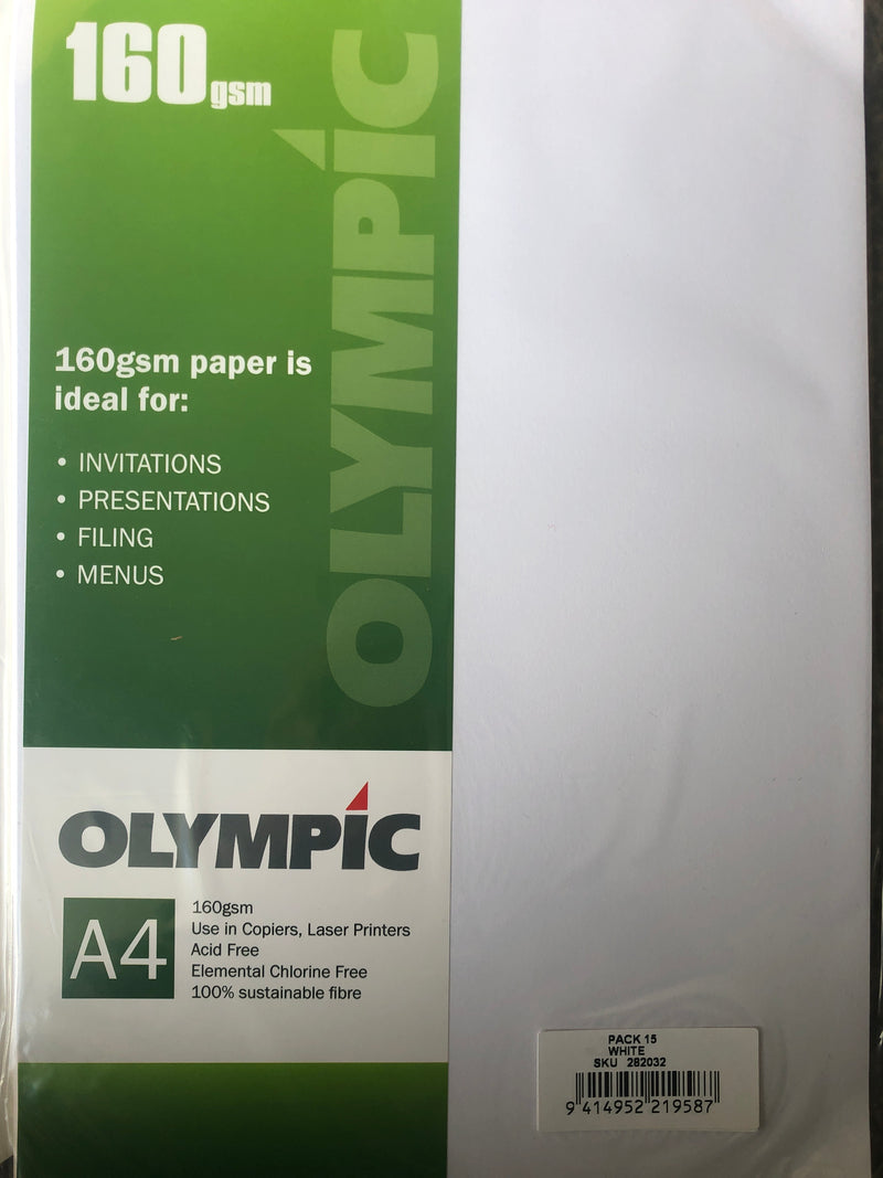 Olympic A4 Paper – 160gsm, White (Pack of 15)