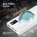 PROMATE 10000mAh Power Bank with Smart LED Display & Super Slim Design. Includes 2x USB-A & 1x USB-C Ports. 2A (Shared) Charging. Auto Voltage Regulation. Charge 3x Devices. White Colour. - Office Connect 2018
