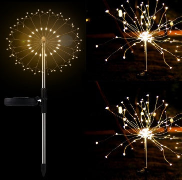 New Ground Plug Solar Fireworks Light LED Light String Copper Wire Outdoor Garden Decoration Star Lights Christmas Lights - Office Connect 2018