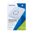 JACKSON 10W Wireless Device Charging Hub with 2x USB-A, 2x USB-C Ports &  2x 3Pin Power Outlets. Surge Protection. Power Indicator Light. Cable Management. 1.2m Lead with Right Angle Plug.