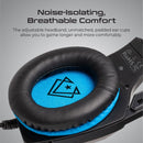 VERTUX Gaming High Fidelity Surround Sound Wired Over-ear with High Grade Retractable Microphone.Noise Reduction Earpads. Adjustable Headband. Finely Tuned 40mm Drivers.3.5mm Input.Black/Blue - Office Connect 2018