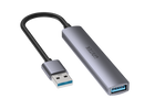 UNITEK 4-in-1 USB Multi-port Ultra Slim Hub with USB-A Connector. Includes 1x USB3.0 Port & 3x USB2.0 Ports. 30cm Cable. Space Grey - Office Connect 2018