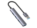 UNITEK 4-in-1 USB Multi-port Ultra Slim Hub with USB-A Connector. Includes 1x USB3.0 Port & 3x USB2.0 Ports. 30cm Cable. Space Grey - Office Connect 2018