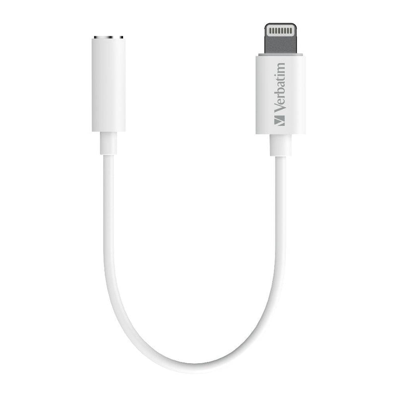 Verbatim Essentials Lightning to 3.5mm Headphone Jack 10cm White - Office Connect 2018