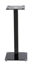 BRATECK 23.6" Aluminium/Glass Floor Standing BookShelf Speaker Stands. Tempered Glass Base with Floor Spikes for Stability. Max weight 10Kgs. 250x250mm Glass Top Plate. 600mm High. Sold as a Pair. - Office Connect 2018