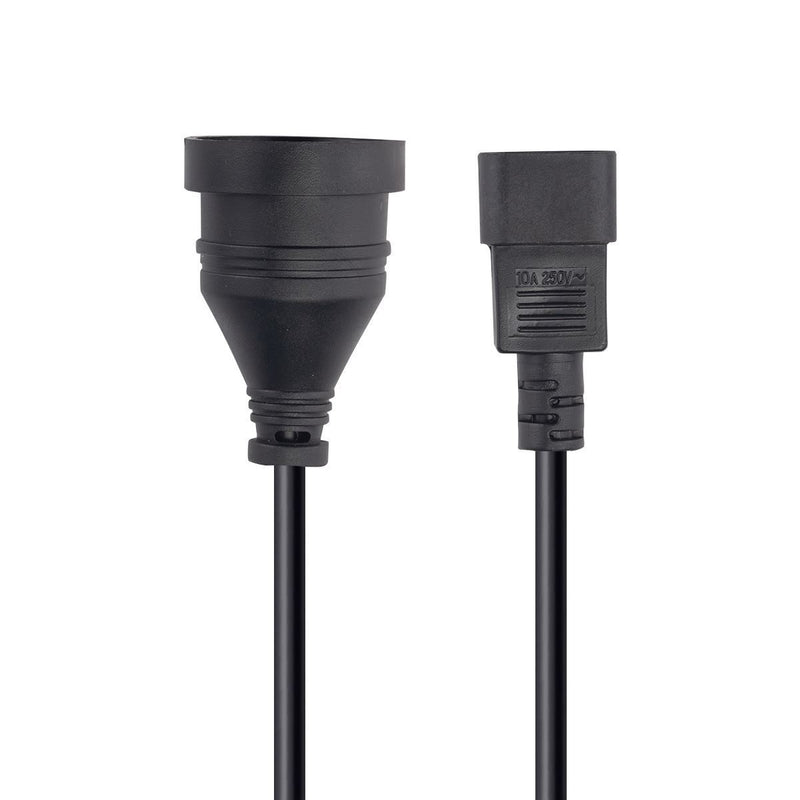 DYNAMIX 0.5m 3-Pin Socket to IEC C14 Male Connector. 10A. SAA Approved Power Cord. (Used to power standard device from UPS IEC connectors) BLACK Colour.