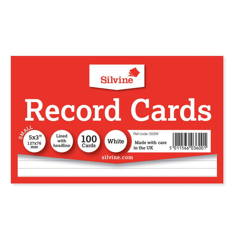 Silvine Record Cards 5x3 Ruled White - Office Connect 2018