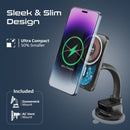 PROMATE 15W MagSafe Transparent In-Car Wireless Qi Phone Charger. Ultra Slim Design with AC Vent Mount & Gooseneck. Strong Magnetic Hold. 360 Degree Rotation. Black Colour. - Office Connect 2018